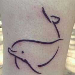 Дельфин из линий на голени