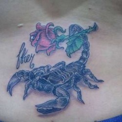 Скорпион с розой и надписью