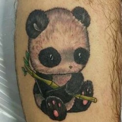 Маленькая панда  на голени (на ноге)