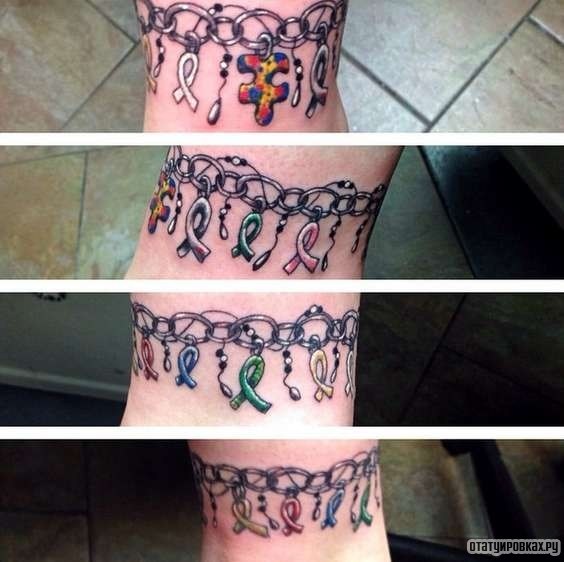 Фотография татуировки под названием «Оберег в виде браслета из рун»