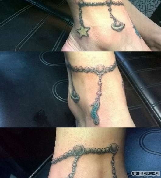 Фотография татуировки под названием «Оберег в виде браслета со звездой и планетой»