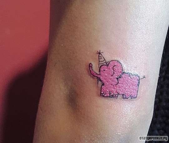 Фотография татуировки под названием «Розовый слоник»