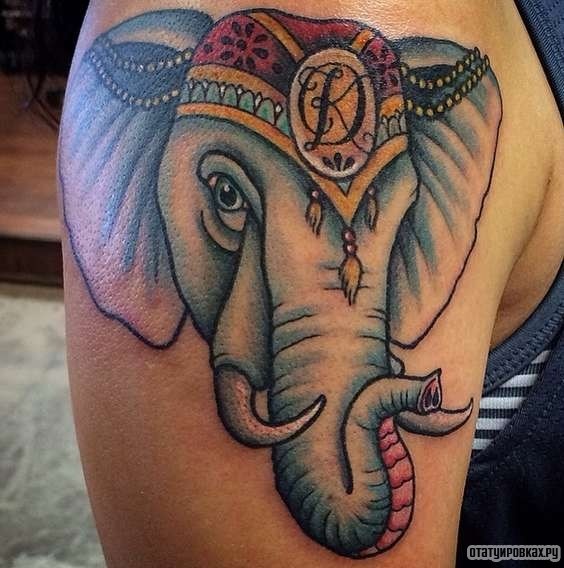 Фотография татуировки под названием «Индийский слон»