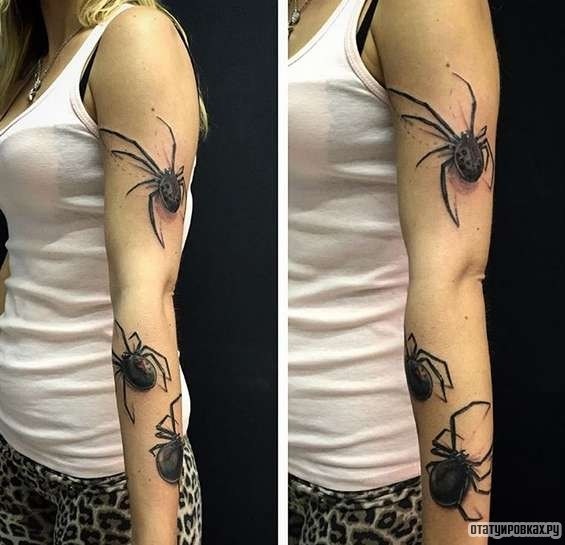 Фотография татуировки под названием «Три паука»
