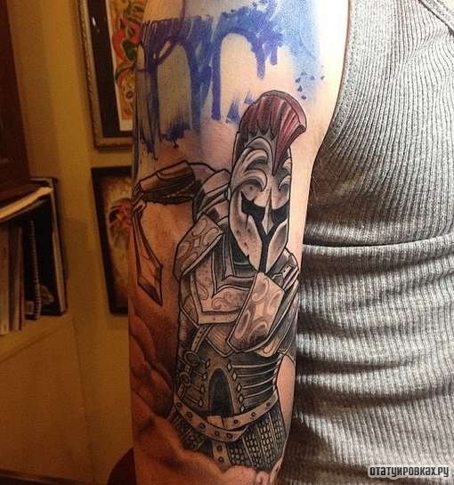 Фотография татуировки под названием «Гладиатор с мечом в руках»