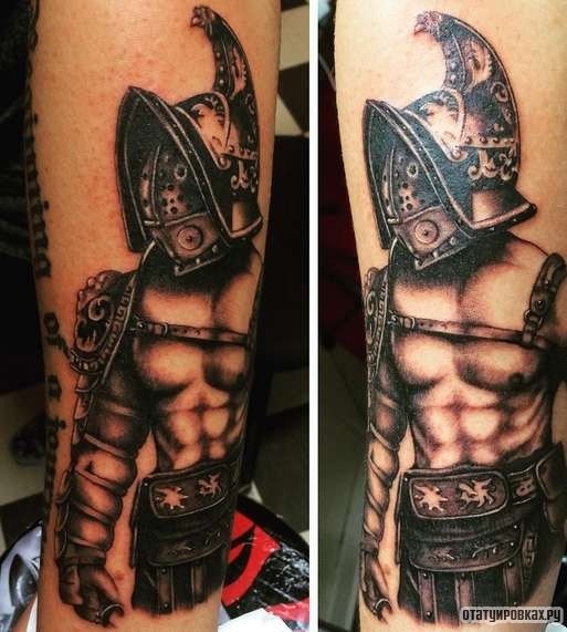 Фотография татуировки под названием «Гладиатор в доспехах»