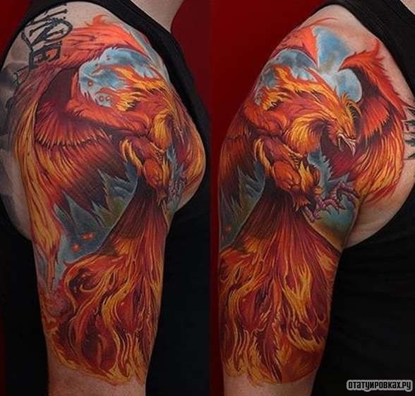 Фотография татуировки под названием «Феникс - огненная птица»