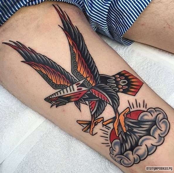 Фотография татуировки под названием «Орел взлетает»