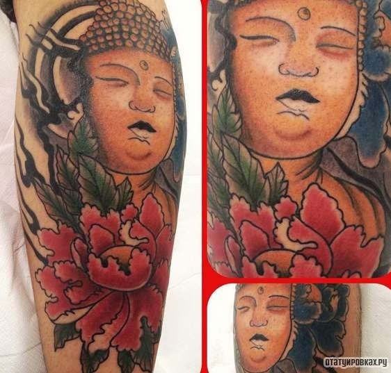 Фотография татуировки под названием «Будда и цветок»