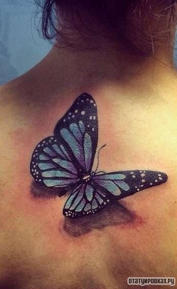 Фотография татуировки под названием «Бабочка с тенями»