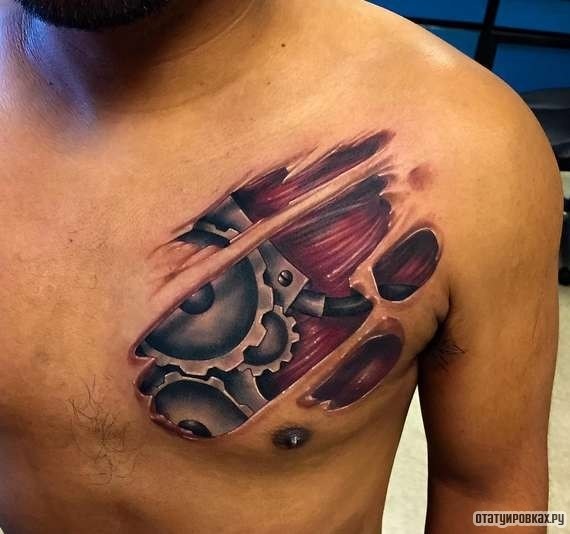 Фотография татуировки под названием «Шестеренки»
