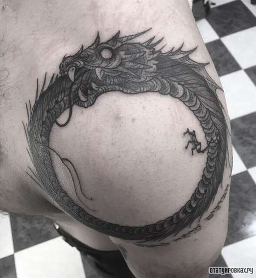 Фотография татуировки под названием «Уроборос дракон»
