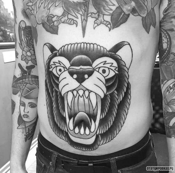 Фотография татуировки под названием «Медведь с оскалом»