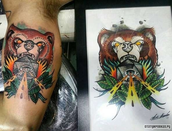 Фотография татуировки под названием «Медведь с глазом»