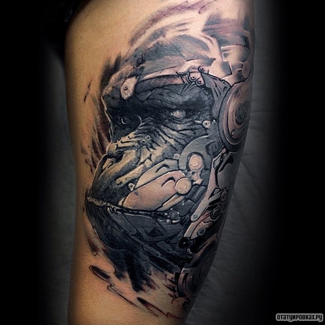 Фотография татуировки под названием «Морда обезьяны»