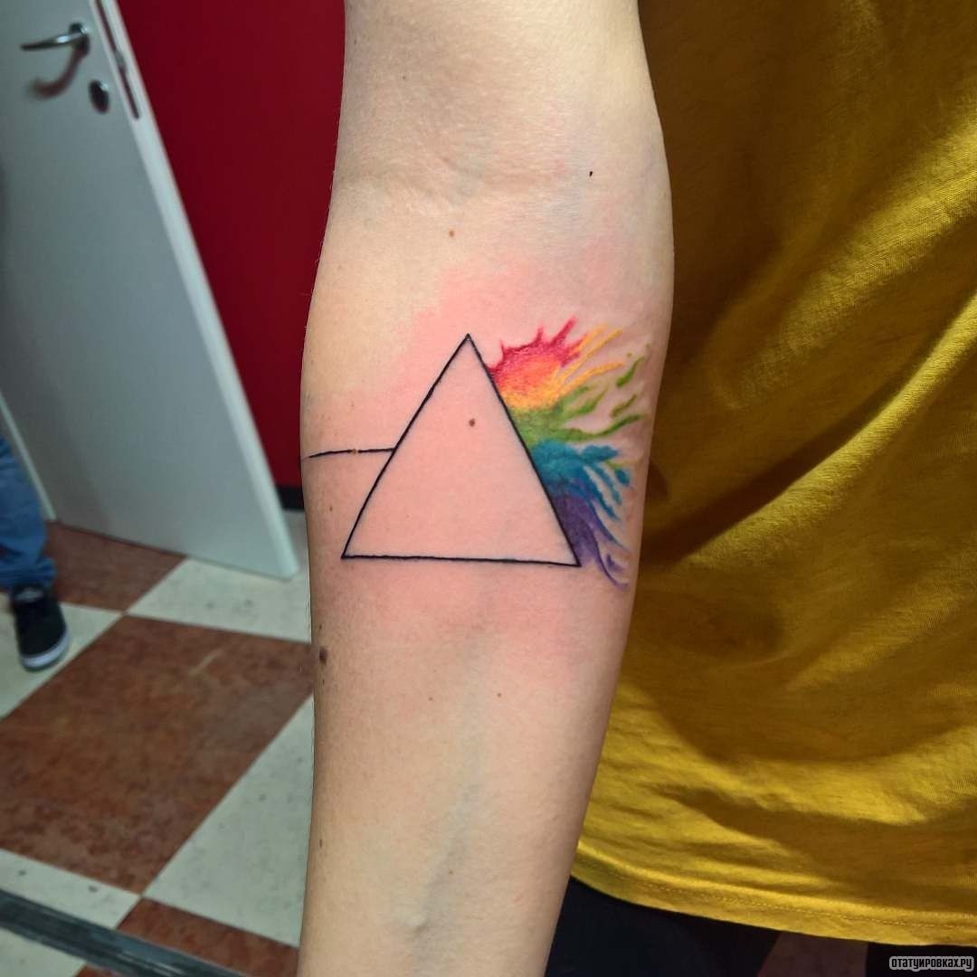 Фотография татуировки под названием «Треугольник с красками»