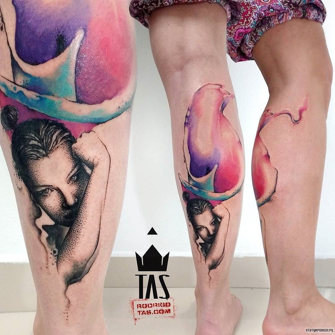 Фотография татуировки под названием «Абстрактная птица с девушкой»