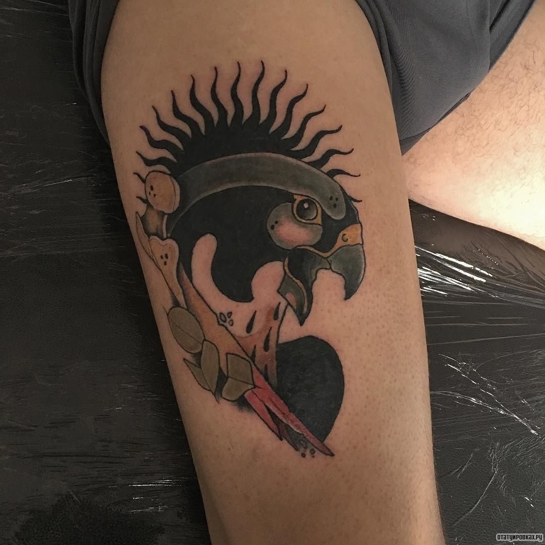 Фотография татуировки под названием «Взъерошенный сокол»