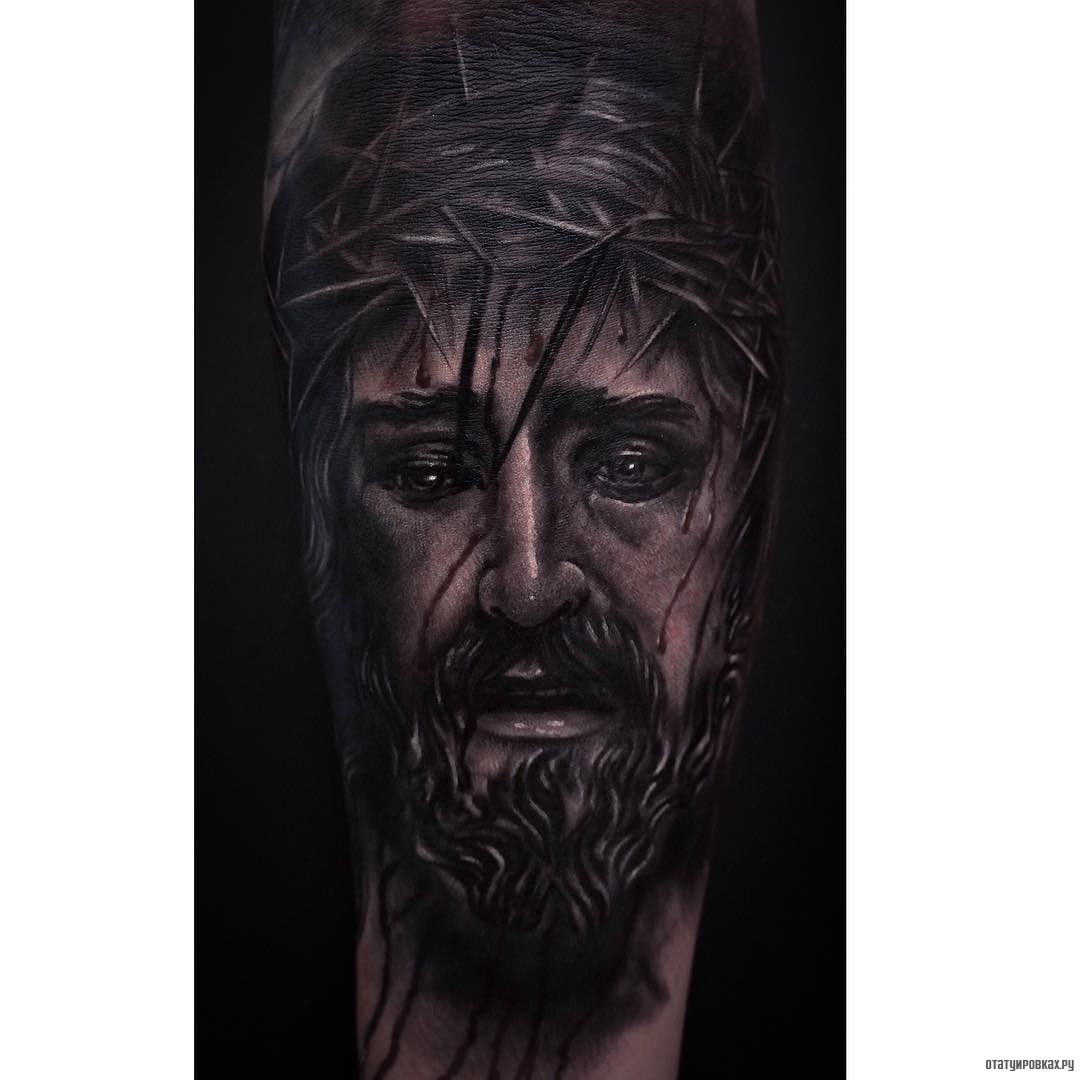 Фотография татуировки под названием «Иисус с кровью»