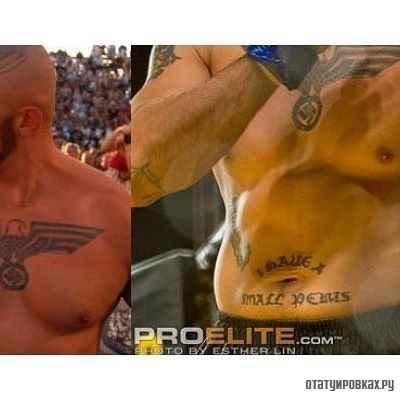 Фотография татуировки под названием «Орел на груди в виде нацизма»