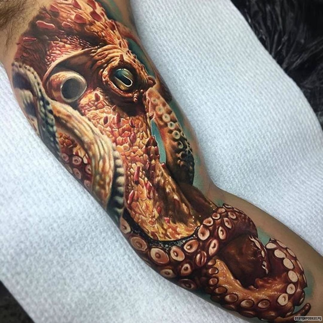 Фотография татуировки под названием «Реалистичный осьминог»