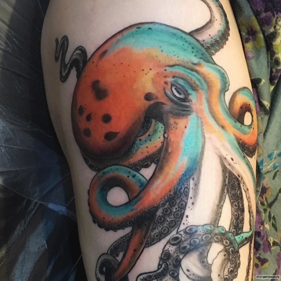 Фотография татуировки под названием «Осьминог разноцветный»