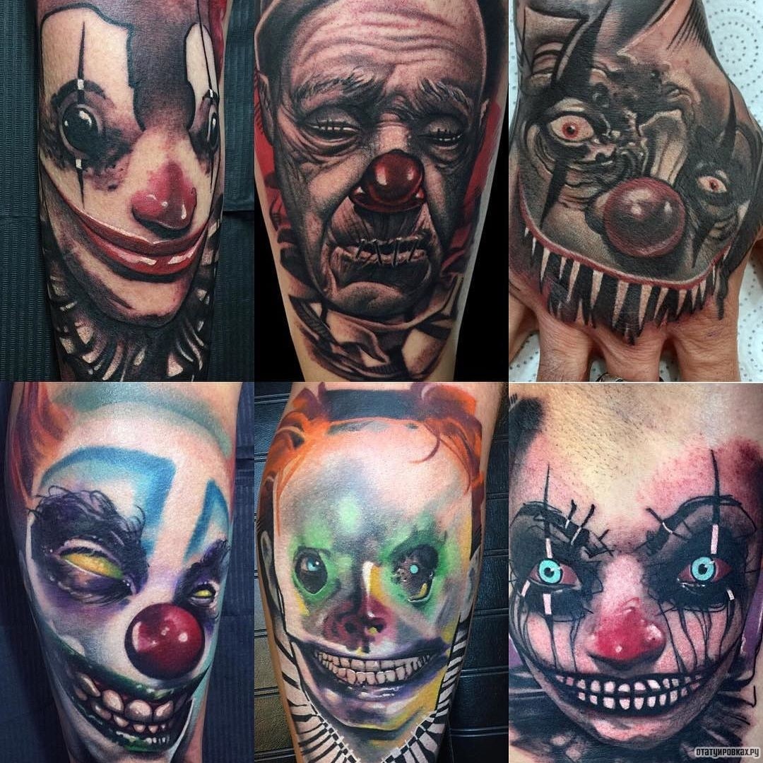 Фотография татуировки под названием «Клоуны»