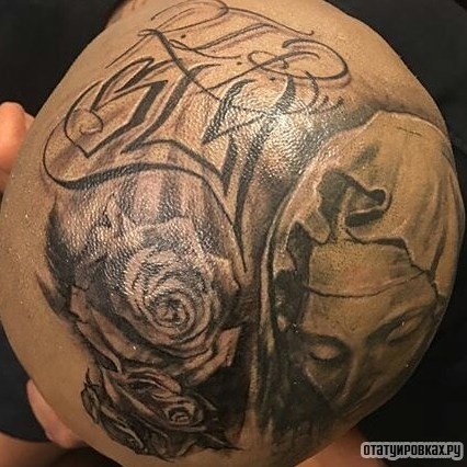 Фотография татуировки под названием «Розы с монашкой»