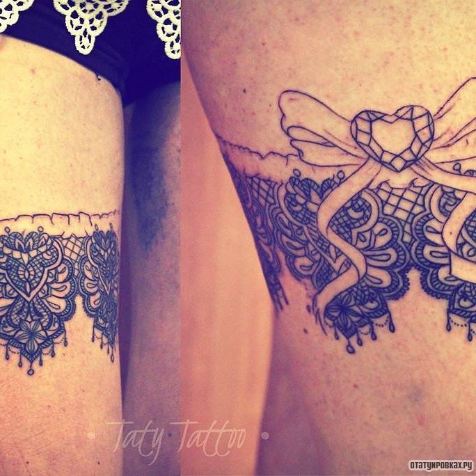 Фотография татуировки под названием «Подвязка с узором»