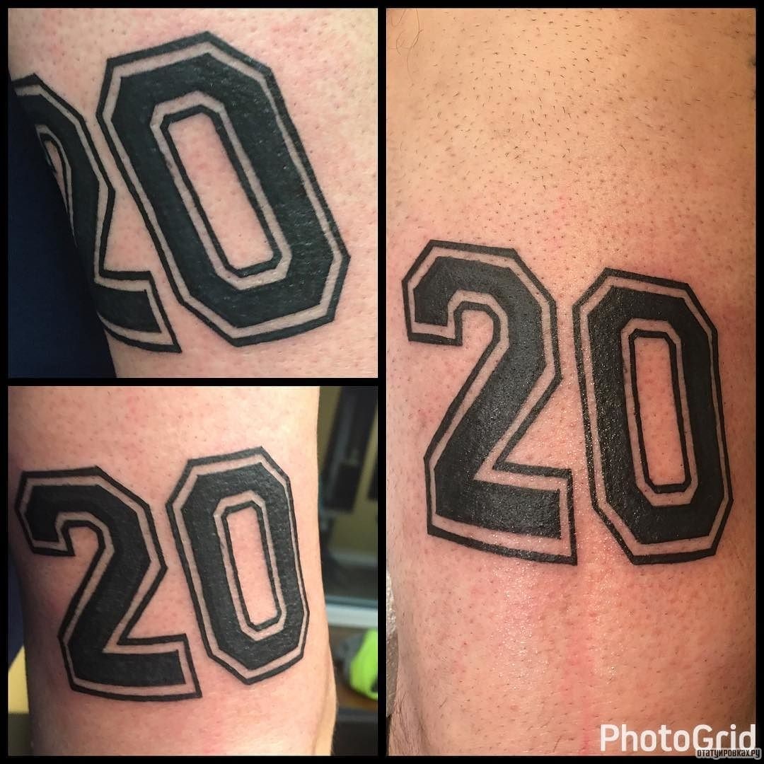 Фотография татуировки под названием «Цифра 20»