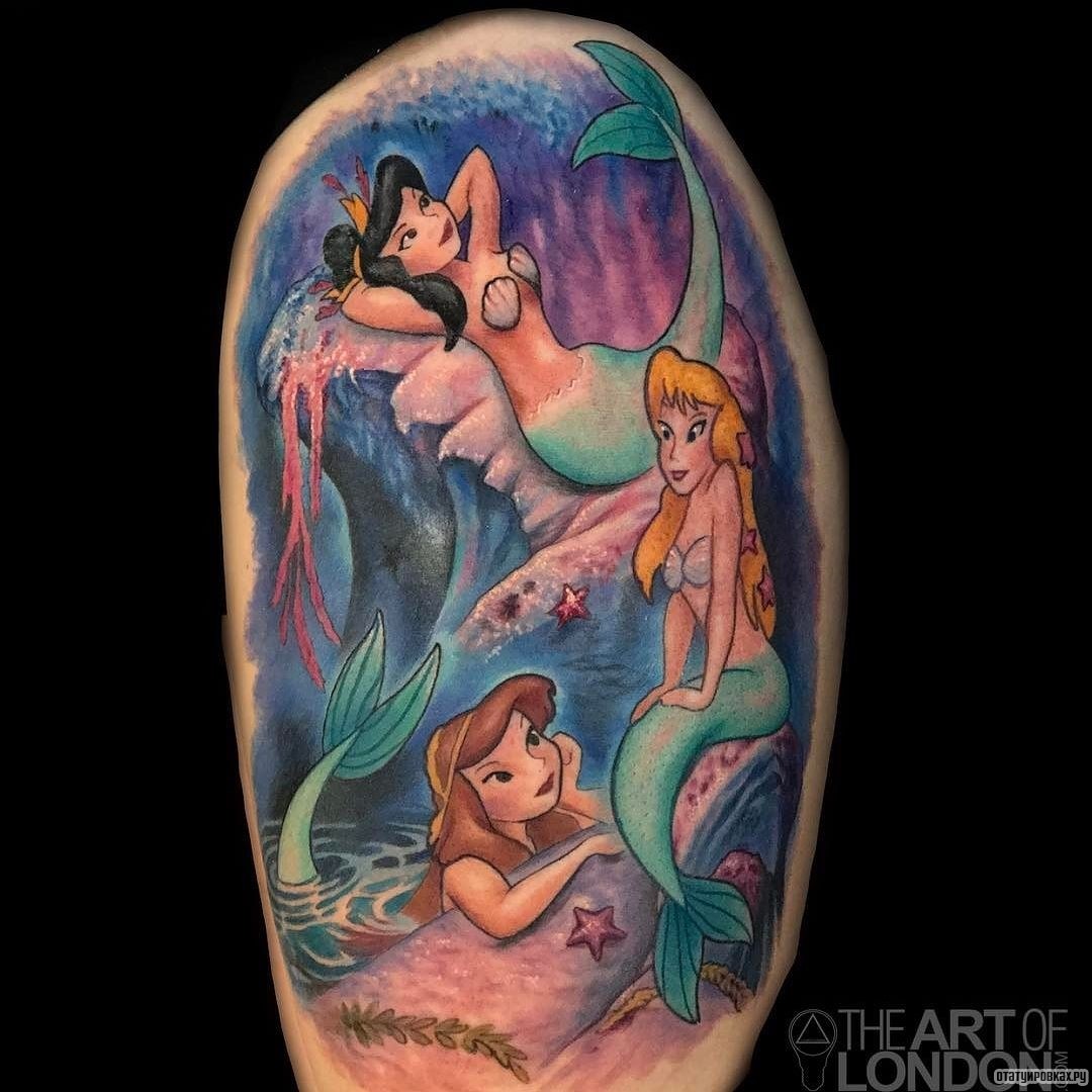 Фотография татуировки под названием «Три русалки»