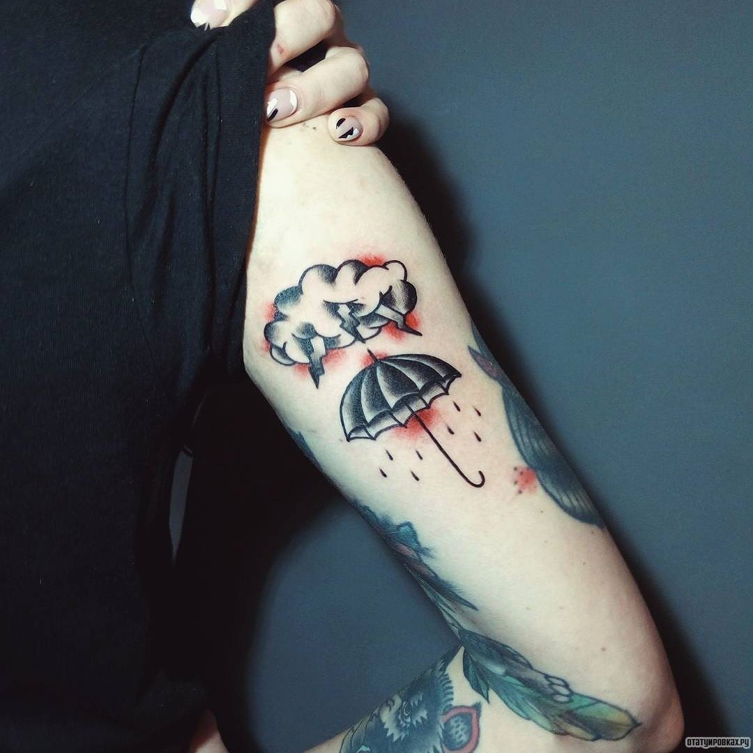 Фотография татуировки под названием «Молния с зонтиком»