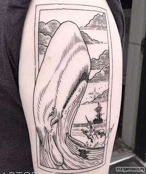 Фотография татуировки под названием «Картина с китом»