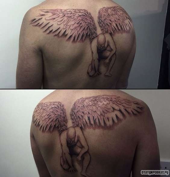 Фотография татуировки под названием «Ангел с пышными крыльями»