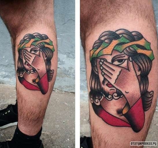 Фотография татуировки под названием «Мужчина косит под женщину»