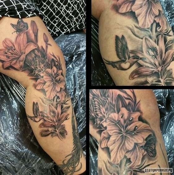 Фотография татуировки под названием «Оргомные лилии»