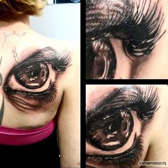 Фотография татуировки под названием «Реалистичный глаз с ресницами»