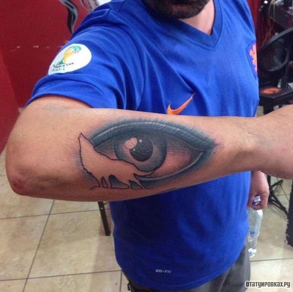Фотография татуировки под названием «Глаз с волком»