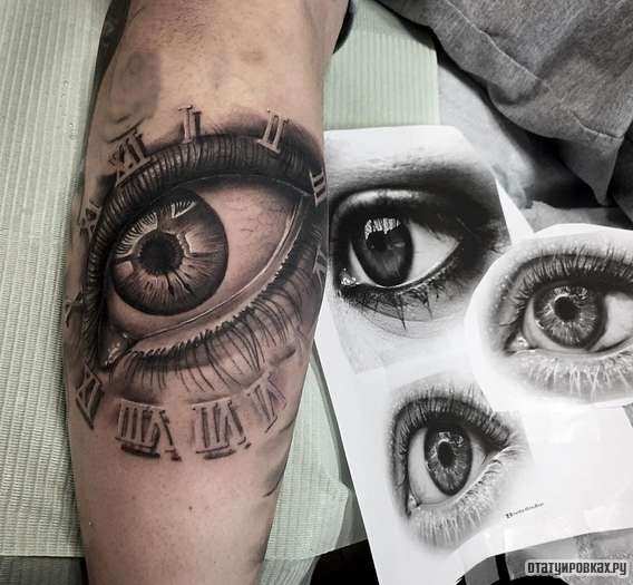 Фотография татуировки под названием «Глаз - часы»