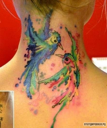 Фотография татуировки под названием «Две абстрактных птички»