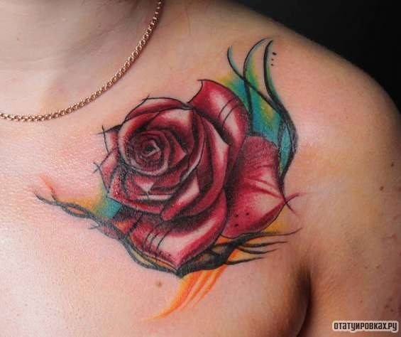 Фотография татуировки под названием «Роза и узор»