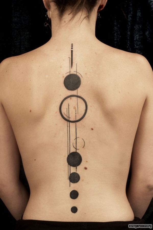Татуировка в виде нескольких кругов на одной линии