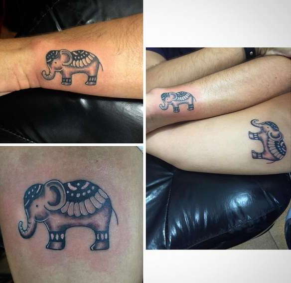 Парная татуировка слоника