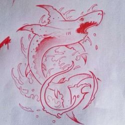 эскиз татуировка акула
