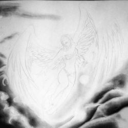 Эскиз ангела в облаках
