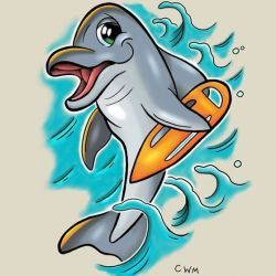 эскиз тату дельфин