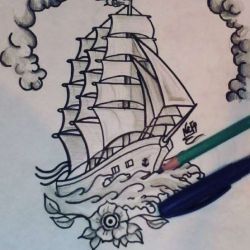 татуировка корабль эскиз