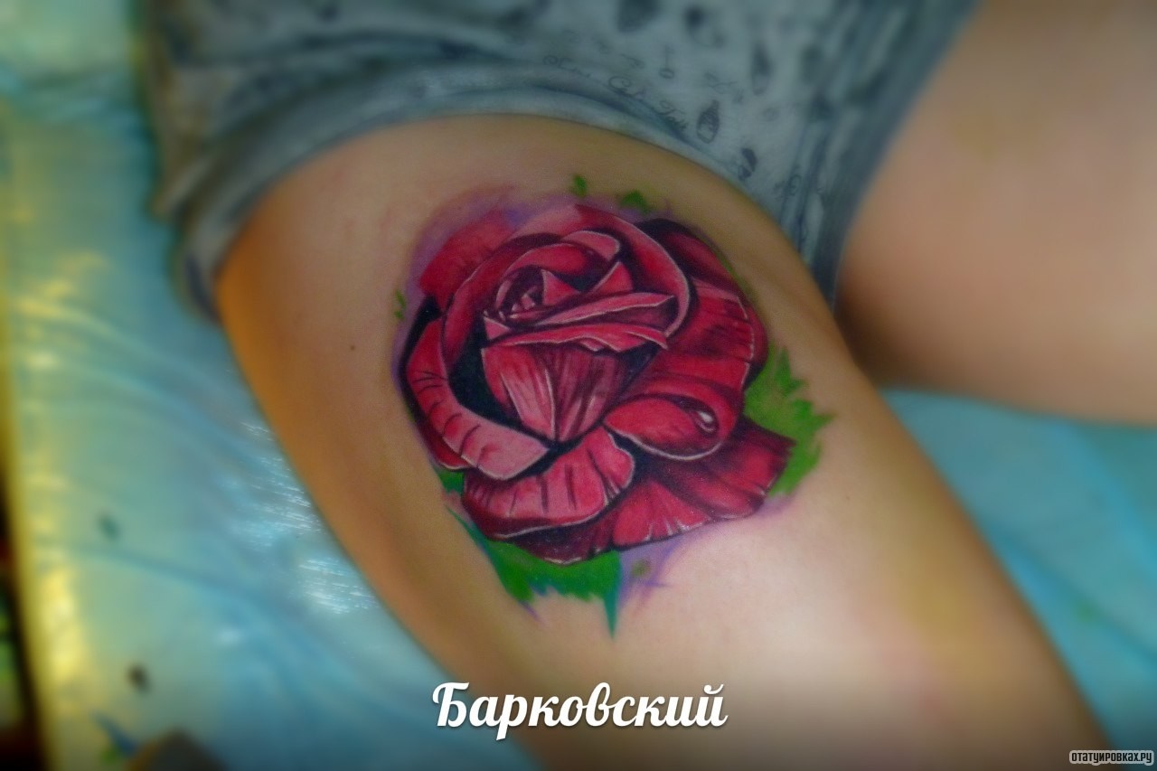 Фотография татуировки под названием «Реалистичная роза»