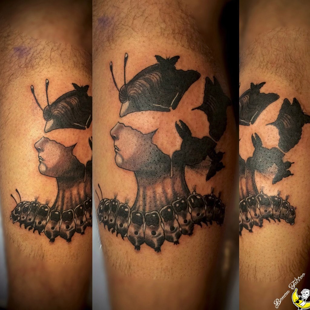 Фотография татуировки под названием «Девушка и бабочка»