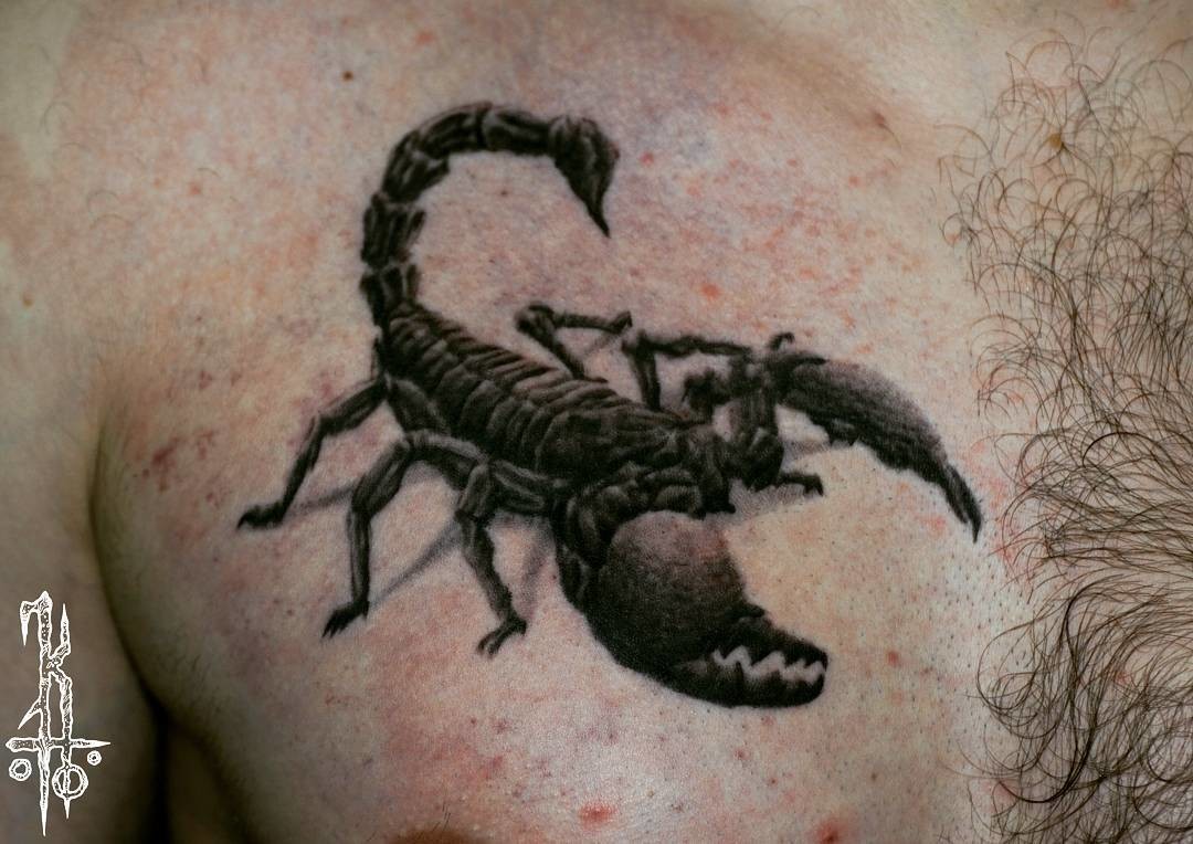 Фотография татуировки под названием «Скорпион»